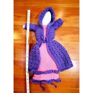 Crochet Faceless Doll Drawstring Plastic Bag Holder Bottle Toilet Paper Cover